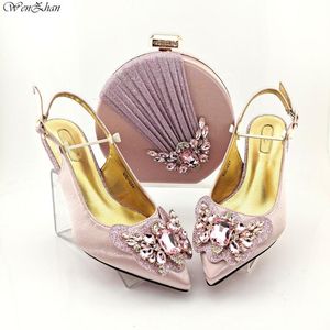Jurk schoenen mooie vrouwen zachte en match tassen hoge kwaliteit jonge roze purst set voor bruiloft B13