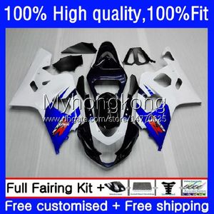 Injection Mold Fairings For SUZUKI GSX-R750 K4 750CC GSXR600 GSXR-750 04-05 20No.5 GSX-R600 GSXR 600 750 CC 04 05 600CC White blue blk GSXR-600 GSXR750 2004 2005 OEM Bodys