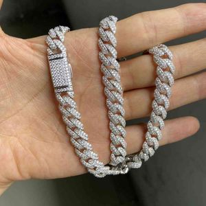Meisidian 24 Inch S925 Silver Iced Out VVS Moissanite Diamond Cuban Link Chain Necklace For Men X0509