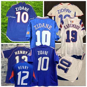 الفانيلة الكلاسيكية لكرة القدم الفرنسية 1990 1996 1998 2000 2002 2006 Platini Battiston Zidane Givash Trezeguet Henry France Djorkaeff Football Shirt