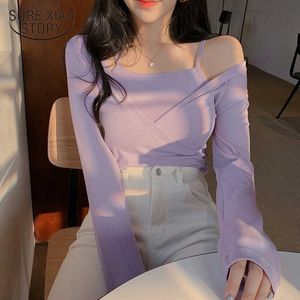Spring and Summer Lady Solid Color Simple Slim Stylish T-shirt Two-piece Suit Girl Sweet Candy Color Vigor Tops Blusas 12878 210528