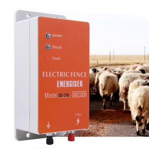 フェンシング、トレリスゲイツ10km電気フェンスソーラー充電器コントローラ動物馬牛家禽農場羊飼い警報畜舎具