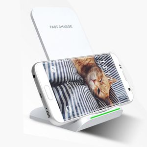 NEW QI mobile phone wireless charger Smart dual-coil desktop fast charging vertical stand