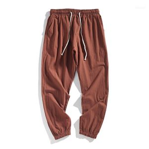 Wholesale strings pants resale online - Men s Pants Japanese Harlan Linen Draw String Long Solid Color Casual Loose Cotton Khaki Leggings Street Pants1