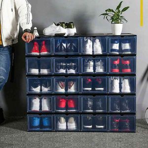 Hot Transparent Lock Sneakers Staplable Drawer Skor Förvaring Box Container Organizer Skåp