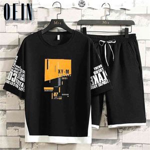 Sommer Trainingsanzug Männer Streetwear Männer Casual Sets Mode Hip Hop Gedruckt T-shirts Shorts Sets Sweatsuit Plus Größe 4XL 210806