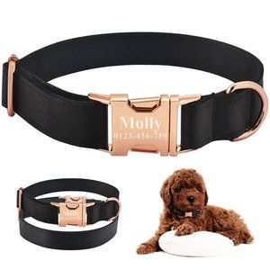 AiruiDog Personalized Dog Collar & Tag Black Fabric Free Engraved ID Name Small Large Pet Y200922