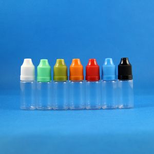 100 set/lot 10ml açık pet plastik damlalık şişeleri ile çocuk geçirmez kapaklar uzun ince damla uçları sıvı meyve suyu yağ boya özü salin 10 ml