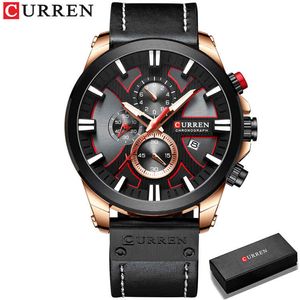 CURREN Uhr Chronograph Sport Herrenuhren Quarzuhr Leder Männliche Armbanduhr Relogio Masculino Mode Geschenk für Männer