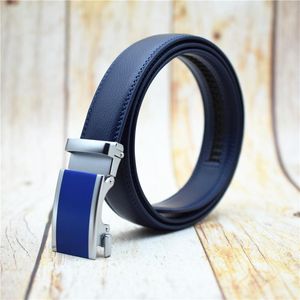 Bälten Ko Läder Mäns Bälte Svart / Vit / Blå / Kaffe / Brun / Röd Manlig band 3,1cm Bredd Kvalitet Automatiska Buckle Cummerbunds