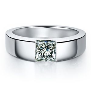 1Ct Princess Cut Diamond Mined for Man Engagement Genuine Platinum 950 Jewelry Male Ring