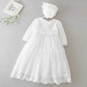 Einzelhandel geboren Baby Mädchen Taufe Weißes Prinzessin Kleid Kleinkind Geburtstag Kostüme Niedliche Spitze Hochzeitskleidung 6130BB 210610