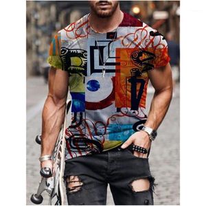 メンズTシャツ夏の男性のファッションスライロール原宿はプリントO襟付き民族スタイルTシャツ特大のヴィンテージ半袖TShirts