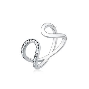 100 zilver verstelbare zirkoon ring oneindigheid voor altijd liefde vinger open stijl voor vrouwen bruids bruiloft fashion sieraden DIY Joyas