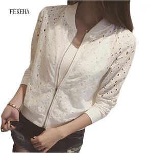 Wholesale womens white lace jacket for sale - Group buy Women s Jackets Bomber Jacket White Black Lace Sunscreen Cardigan Shirt Short Women AutumnThin Hollow Out Coat Female Casual Outwear