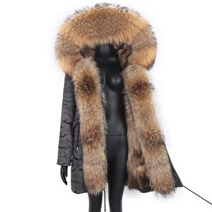 Kvinnor Vinterrockar Långt Vattentät Parkas Real Fur Streetwear Kvinna Vinter Jacka Oversized Overcoat Removable 211129