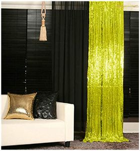 Party Decoration Backdrop Curtain 2 Panels Lime Green 2FTx3FT Happy Birthday Po Backdrops Home Decor Light Purple Sequin Background-M