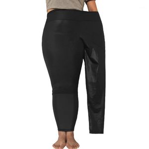 Yoga Outfit Donna Leggings Pantaloni in ecopelle a vita alta Collant elasticizzati Taglie forti