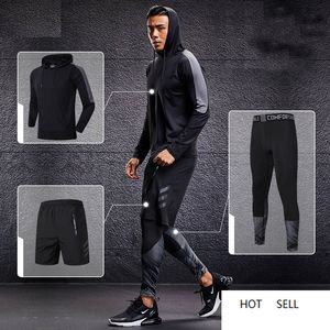 3個のメンズトラックスーツジムフィットネス圧縮スポーツスーツの服ジョギングスポーツウェアエクササイズワークアウトタイツスポーツウェア