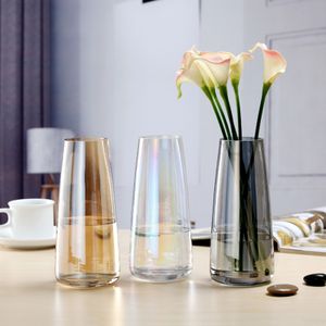 Aurora Symphony Glassはデスクトップの装飾のための透明な花の配置を花瓶しますシンボニー透明ガラス花瓶の瓶210310