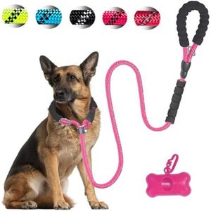 Dog Collars Smycz Reflective Slip Collar Duża Smycz Pet Walking Lead Długi Krótki Lina Podwójna Uchwyt Do Medium Duże Psy Soft Soft