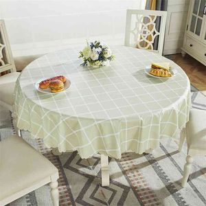 Proud Rose Waterproof Round Table Cloth PVC Cover Oil-proof European Household Plastic cloths 210626