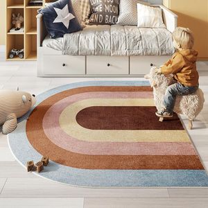 Nordic Rainbow Carpets Kids Room Rugs Non Slip Plush Soft Floor Mats For Bedroom Rugs Computer Chair Floor Mat Cloakroom Carpet