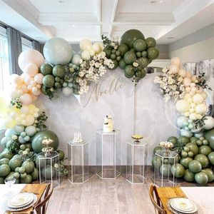 146 sztuk Avocado Green Balloon Garland Arch Kit Double Scre Set Balloon Set Wedding Urodziny Dekoracje Baby Shower Helium X0726