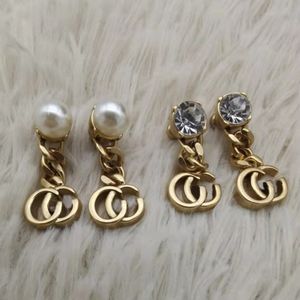 Fashion Pearl Diamond Dangle & Chandelie Earrings aretes for women party wedding engagement lovers gift jewelry with box