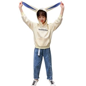 Roupas infantis moletons + jeans menina padrão de letras meninas primavera outono esporte infantil 210527