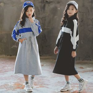 Baby Girls Dress Autumn New 2020 Children Cotton Dress Two Colors Patchwork Long Sleeve Toddler Sweatshirt Dress Leisure,#5309 Q0716