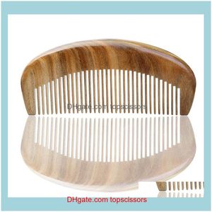 Brushes Care Styling Tools Hair Products Natural Sandalwood Comb Ljus polerad tjock grön trähantverk Fabrik Direktförsäljning Drop Delive