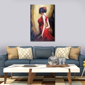 Canvas Artwork Portrait Oil Paintings Modern Dancing Girl Woman Art Hand Painted Bold Shapes and Lines for Office Wall Art