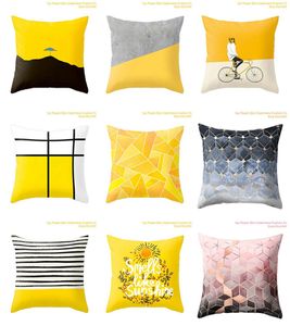 Poduszka Obudowa Pokrywa 45 * 45 CM Geometria Drukuj Rzuć Samochód Powrót Poduszki Sofa Północna Europa Pineapple Leaf Yellow 10 SZTUK