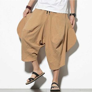 2021streetwear Harem Pantolon Erkekler Hip-Hop Damla Kasık Pamuk Joggers Geniş Bacak Bloomers Pantolon Pantolon Erkekler Gevşek Pantalon Hombre X0723