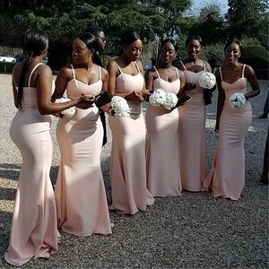 Aquático Vestidos Dama De Honra venda por atacado-Vestidos de convidado de casamento africano pálido rosa coral sereia dama de honra vestidos sem mangas aqua azul longo festa vestido de noite
