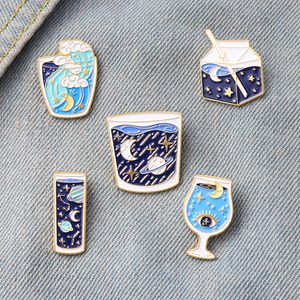 Starry Sky Bottles Enamel Pins Custom Universe Sea Planet Brosch Lapel Badge Bag Tecknad Astronomi Smycken Gift för Barn Vänner