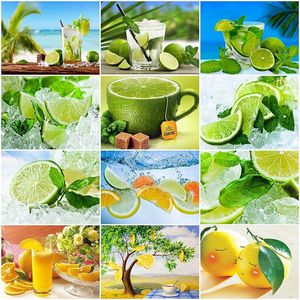 5D DIY Elmas Boyama Meyve Limon Tam Kare Nakış Dekor Ev Reçine Matkap Kristal Resmi Rhinestone