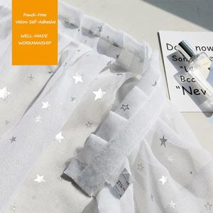 Curtain & Drapes Punch-Free Sheer White Window Curtains Self-Adhesive Beautiful Star Voiles For Living Bedroom Decor TJ6782