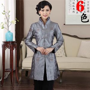 Damenjacken Ankunft Graue Jacke Damen Langarm Absatz Chinesischer Tang-Anzug Windjacke Mittleres Alter Ceket Mutter Schlanke JackeDamen