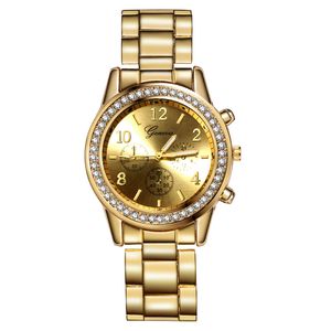 Rhinestones de Genebra feminina Mulheres assistem senhoras Gold Moda Classic Watch RELOJ MUJER MONTRE FEMME