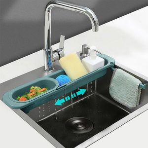 Kitchen Storage Basket & Organization Telescopic Sink Rack Sinks Soap Sponge Holder Shelf Organizer Adjustable Sinkss Drainer Towel Racks Hanger ZL0583