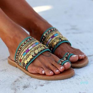 Slippers SAGACE Women Summer Shoes Boho Artisanal Flat Sandals Ladies Handmade Greek Style Flip Flop Sandalia Feminina