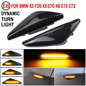 2PCS Clear Smoke Dynamic Flowing LED Side Marker Signal Light For BMW X5 E70 X6 E71 E72 X3 F25 Sequential Blinker Lamp