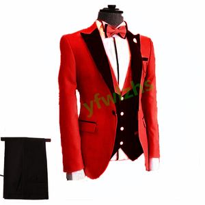 Custom-Made One Button Groomsmen Пик отворота Groom Tuxedos Мужские костюмы Свадьба / выпускной / ужин Человек Blazer (Куртка + Брюки + галстук + жилет) W931