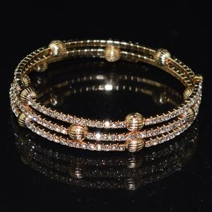 Bangle Fashion Exquisite Women's Rhinestone Bracelet Multi-layered Arm Cuff Silver Color Crystal Holiday Jewelry Gift