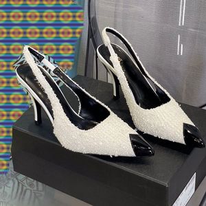 2022 Moda Kadınlar Tek Ayakkabı Deri Arka Boş Sandalet Side Yüksek Topuklu Lüks Seksi Sığ Ağız Sivri Burun Konforlu Büyük Boy 35-41 Kutusu