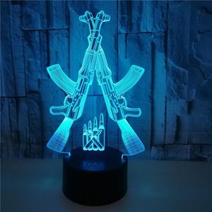 Night Lights 3D Light Gun Model 7 Colors Changing LED USB Bedside Table Lamp For Boys Kids Gift Home Bedroom Decorations