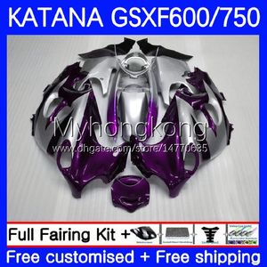 Corpo para Suzuki Katana GSXF750 GSXF600 GSXF 600 750 CC 03-07 18NO.102 600cc Purple Silver 750CC GSX600F 2003 2004 2005 2006 2007 GSXF-600 GSX750F 03 04 05 06 07 Fairing OEM