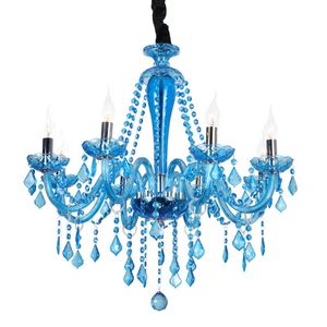 Europeiska restaurangkronor Purple Cafe Candle Light Nail Salon Creative Blue Crystal Lights Mini Crystals Chandelier för sovrum